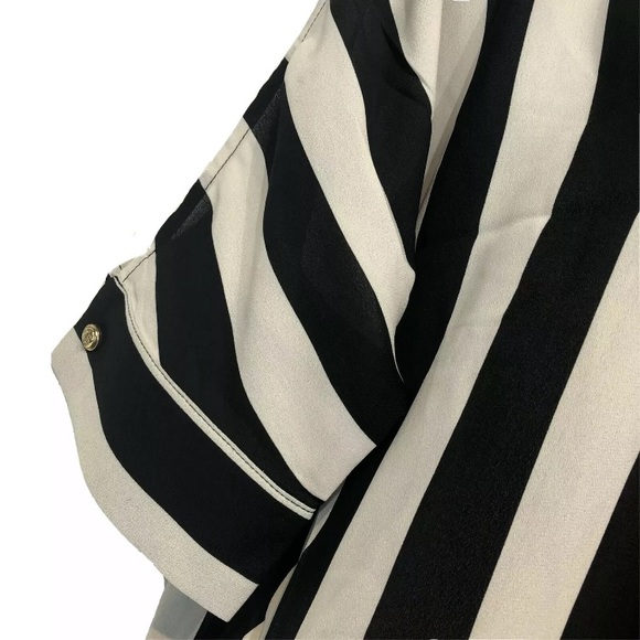 Line & Dot Stripe Long Sleeve Sheer Blouse Size M - Picture 4 of 6